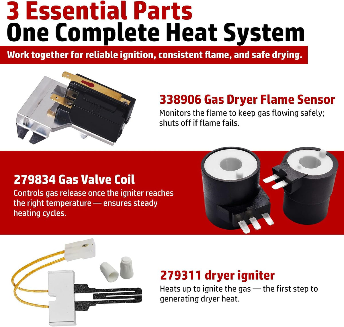 Gas Dryer Full Repair Kit for Kenmore Whirlpool