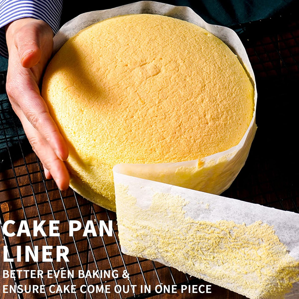 Baking Parchment Paper Side Liners - Baking Strips Roll for Round Cake Pans, Cheesecake Springform Pan, Non Stick Pan