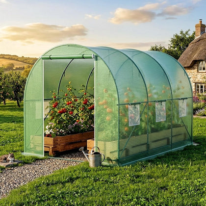 10x7x7 FT Walk-in Greenhouse for Outdoors for Winter Plant Protection,6-Ventilated Screen Window Portable Greenhouse