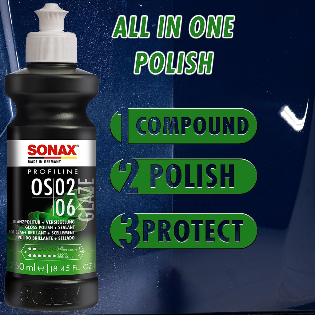 Glaze OS 02-06 247141 | All-in-One Car Polish for Scratch Removal, High-Gloss Finish & Ceramic Protection |