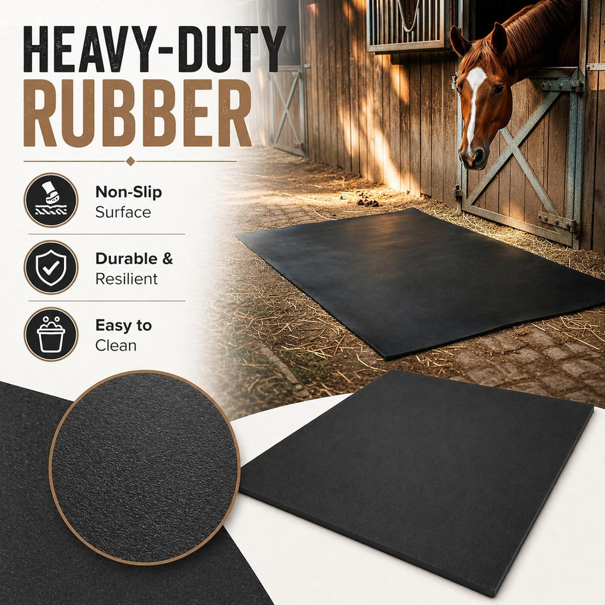 Heavy Duty Rubber Horse Stall Mats 3x4 ft Large Horse Stable Mat