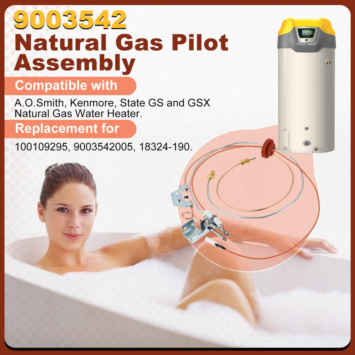 9003542 Natural Gas Pilot Assembly, Water Heater Pilot Assembly