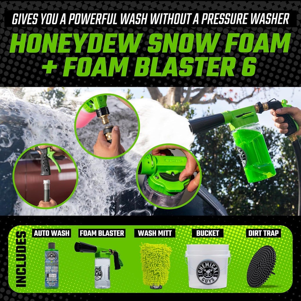 Car Wash Kit 14-Pc Arsenal Builder - with Foam Blaster, Wash Bucket, Towels, Applicators, and 16 oz Soaps, Waxes, and