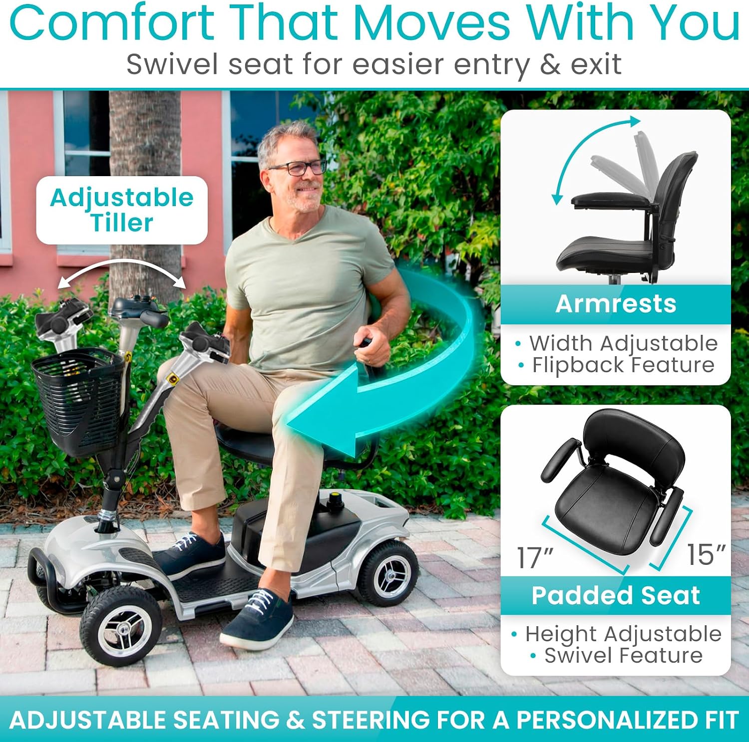4 Wheel Mobility Scooter - Electric Powered Wheelchair Device