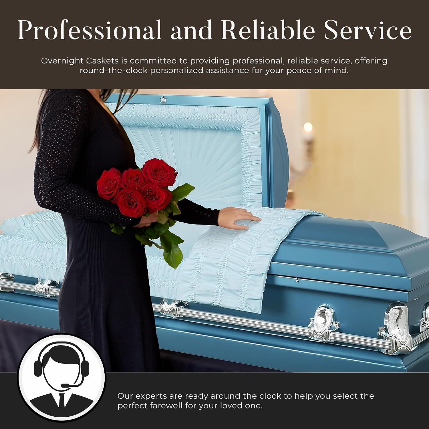 Spartan Funeral Casket Blue with Light Blue Interior