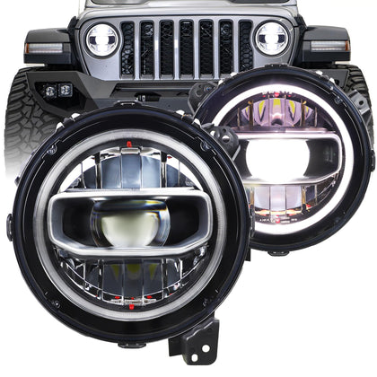 9-Inch Round LED Headlights Compatible with Jeep Wrangler JL JLU/Gladiator JT 2018-2025, Not for JK, DOT Approved
