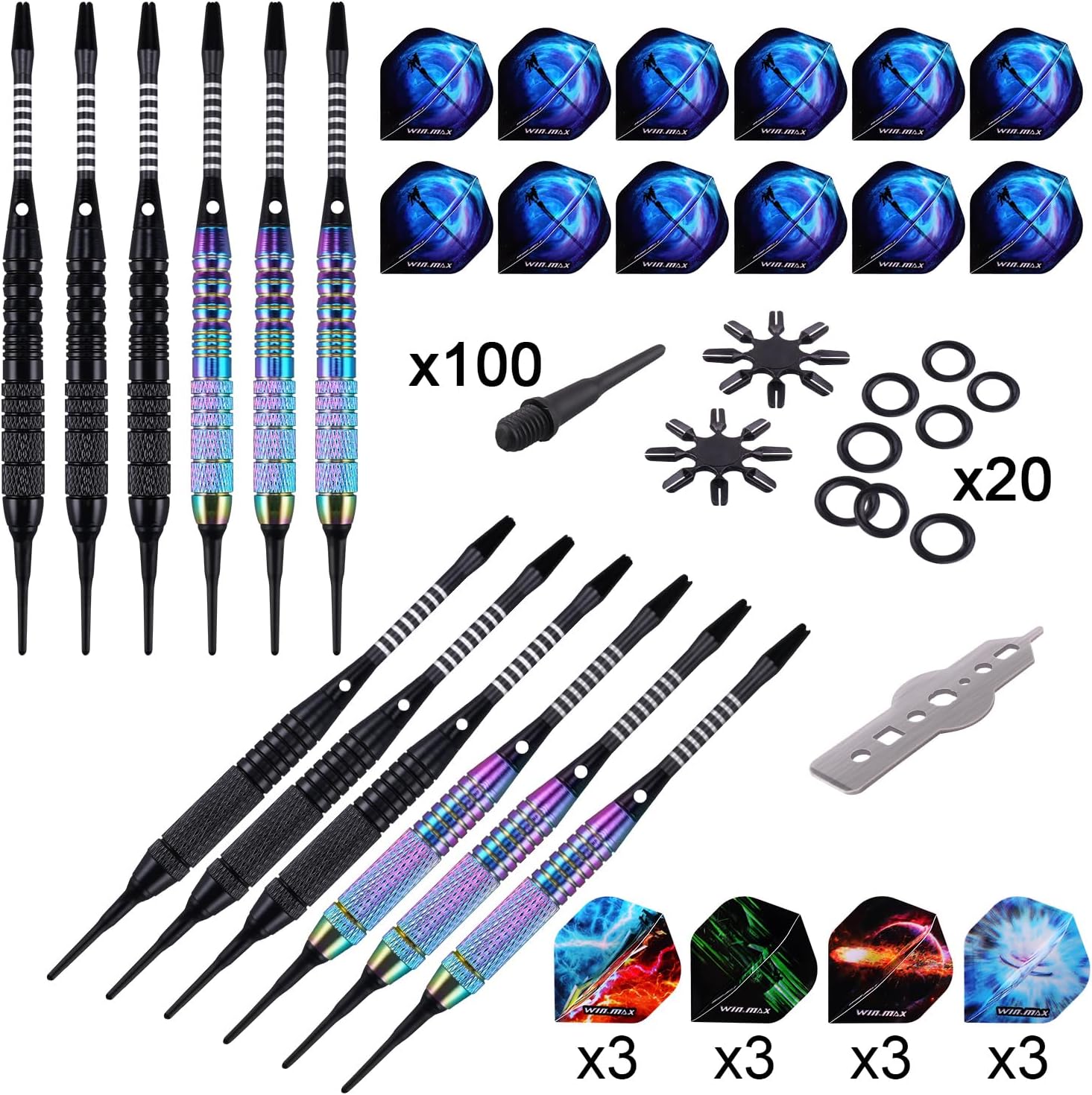 Darts Plastic tip 12 Pcs Soft tip Darts for Electronic Dart Board | 12 Elegant Professional Soft Tip Darts（18g）, 24