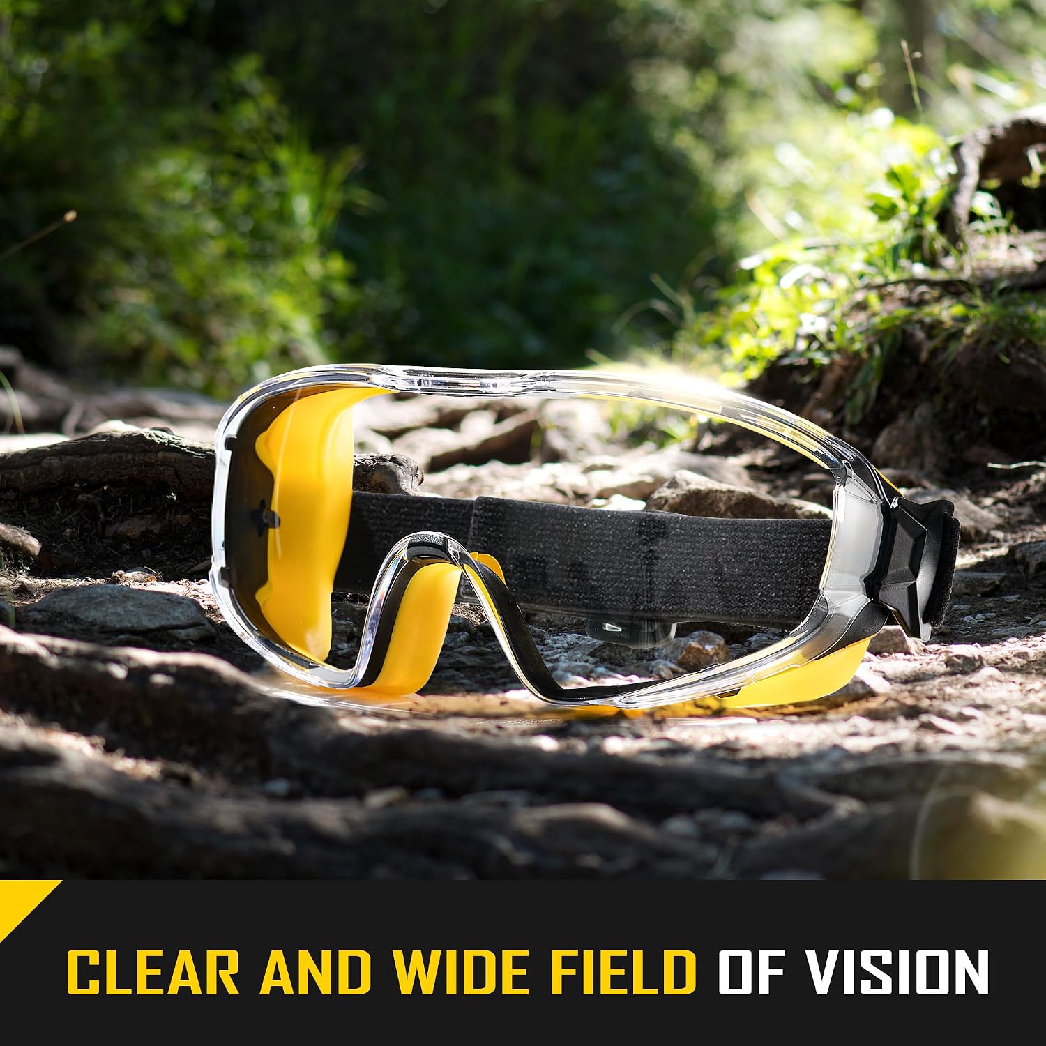 Safety Goggles Over Glasses with Anti-Fog Clear Lens | ANSI Z87.1 Impact Resistance Eye Protection with Adjustable