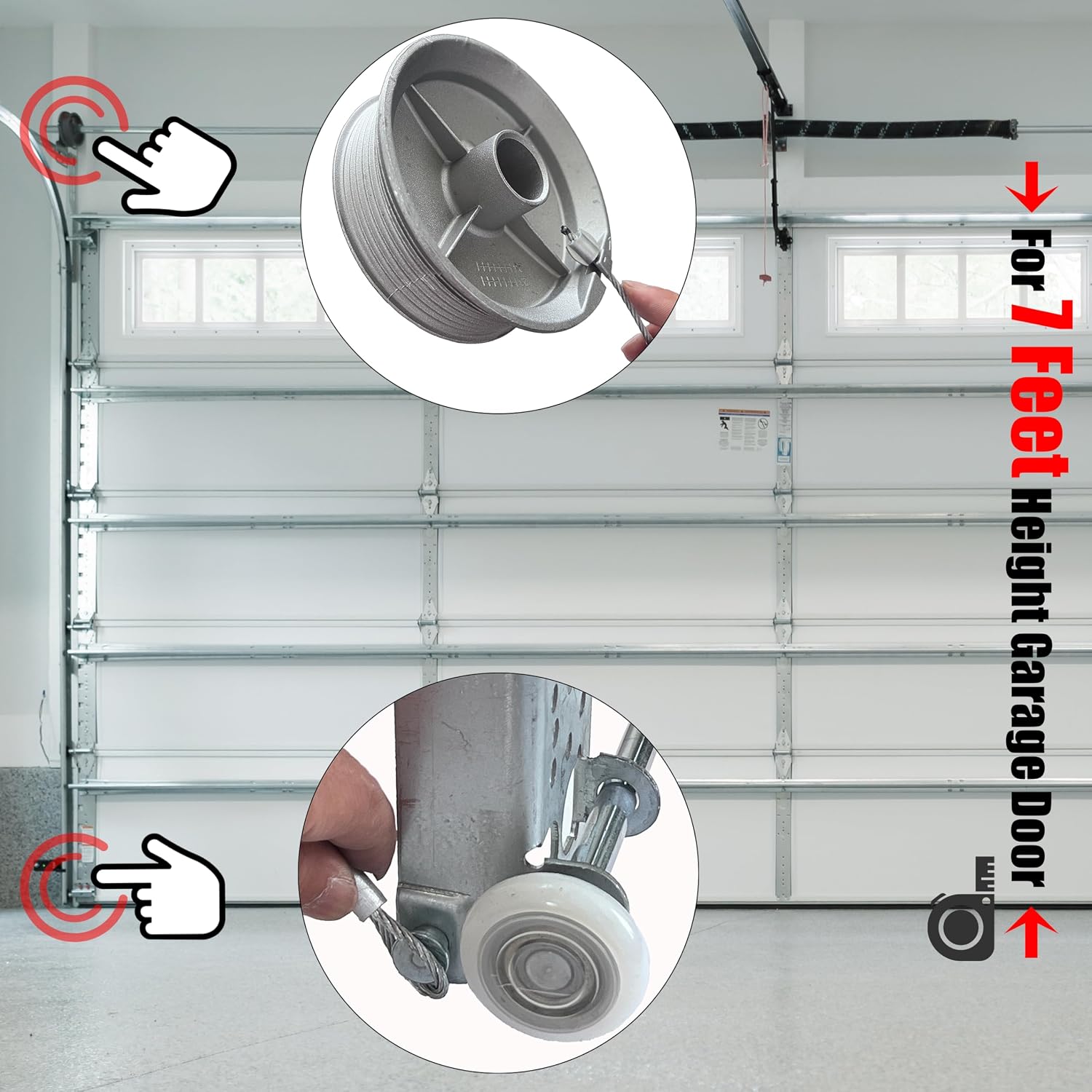 3-Pieces Bundle - Standard Lift Drums / 8.5ft Long Cables/Non-Slip Torsion Spring Winding Bar
