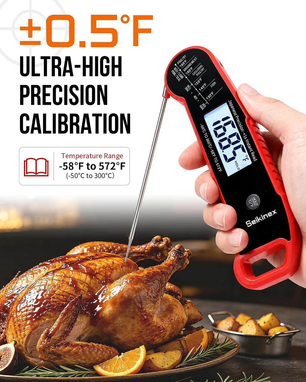 Professional Digital Meat Thermometer, <1S Instant Read, Japanese Precision
