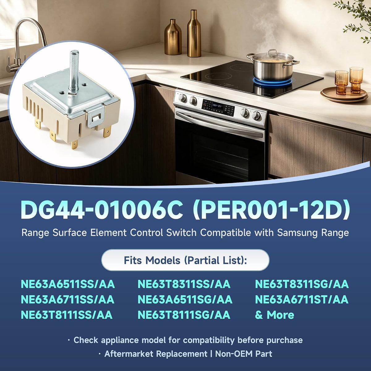 DG44-01006C Surface Infinite Switch, Compatible with Samsung Electric Range Surface Element Switch, Replaces for AP7014551 PS16556816 EAP16556816