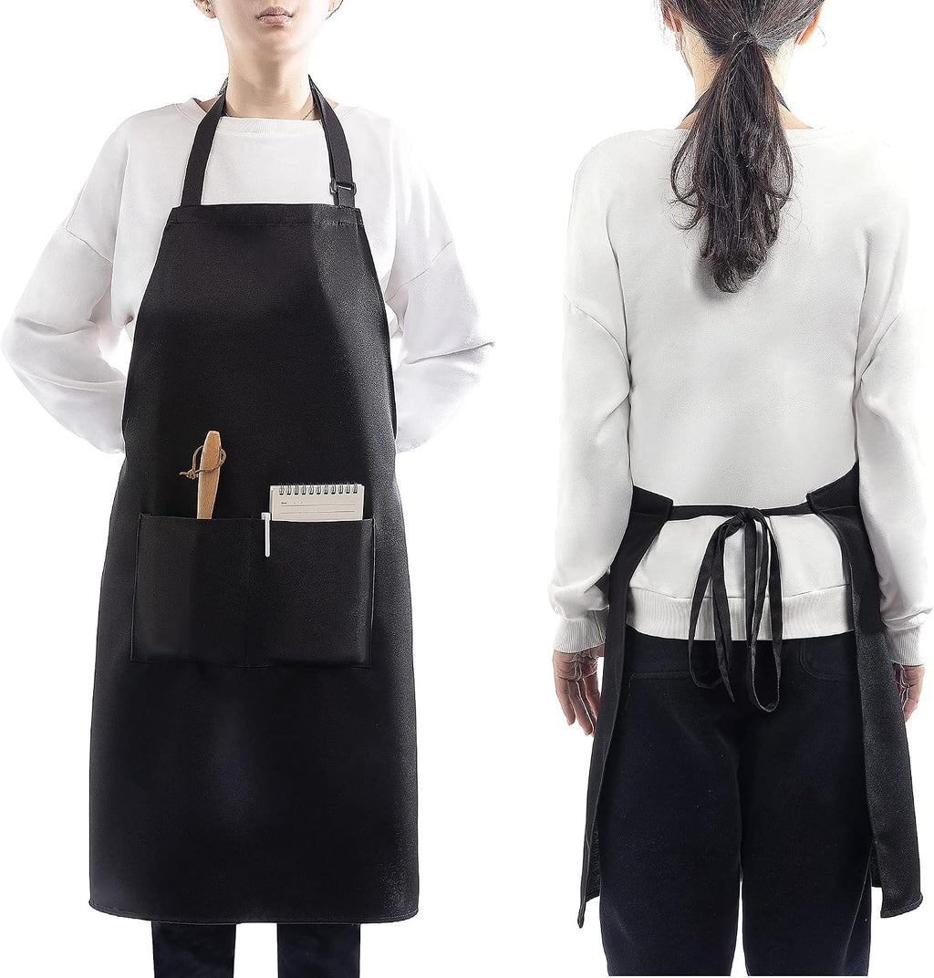 4 Packs Waterproof Cooking Chef Bib Aprons with 2 Pockets for Men Women