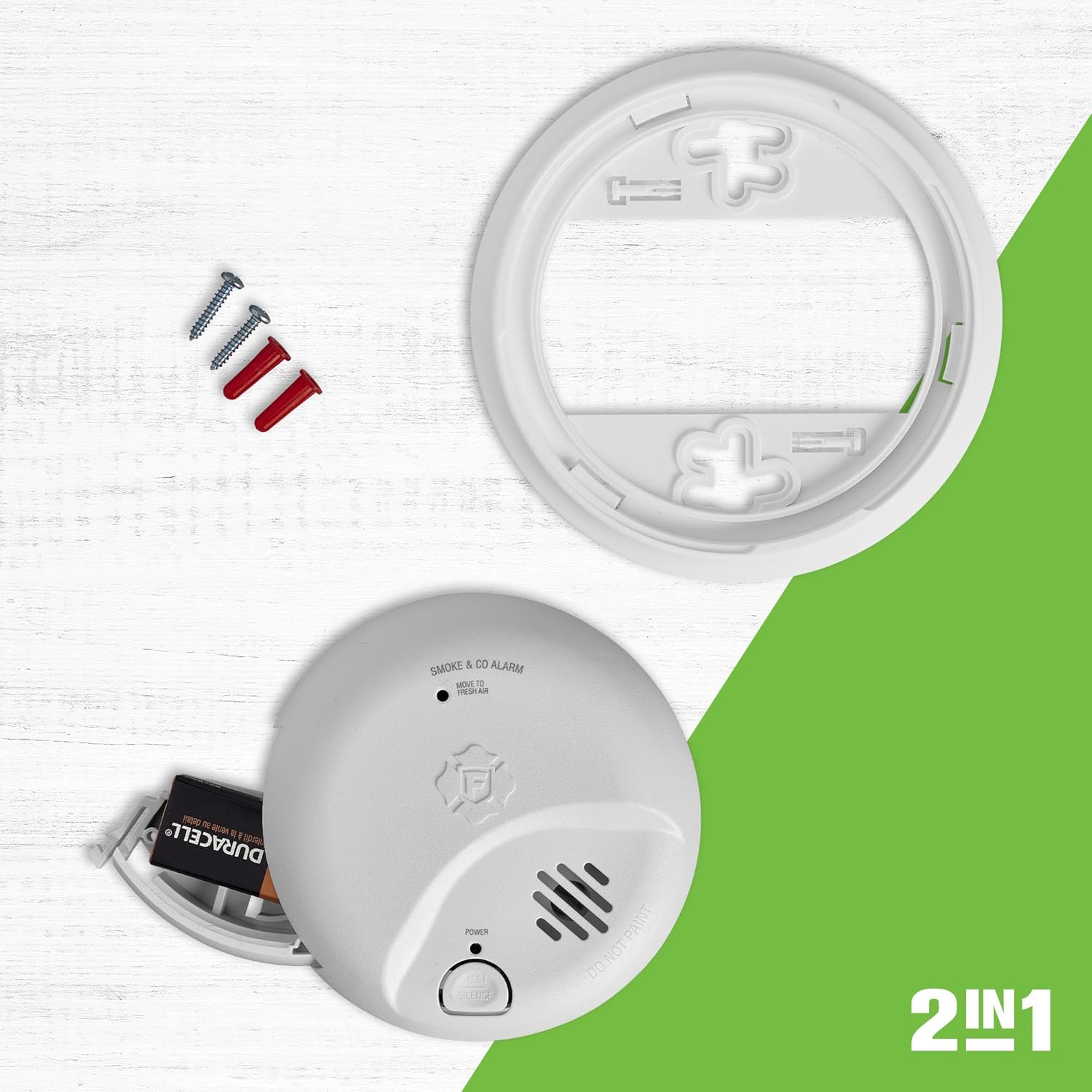 Combination Smoke & Carbon Monoxide Alarm, Battery Operated Detector with Test & Silence Button, SMICO100, 3-Pack