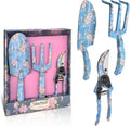 Garden Tool Set, 3 Piece Floral Gardening Tools for Women, Aluminum Gardening Hand Tools with Trowel, Hand Rake &