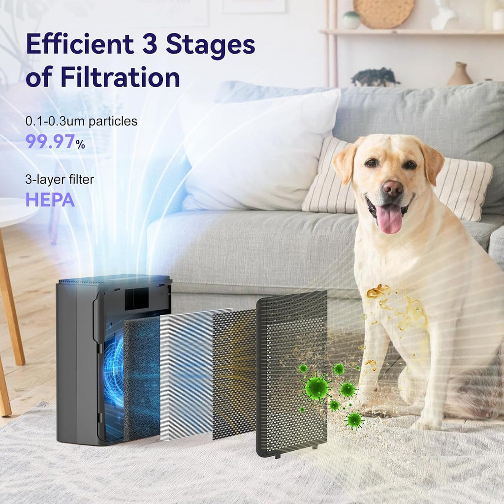 Air Purifiers for Home Pets Covers Up to 1500 Sq Ft,H13 Hepa Filter with Washable Pre-Filter,Pet Hair Dander Smoke