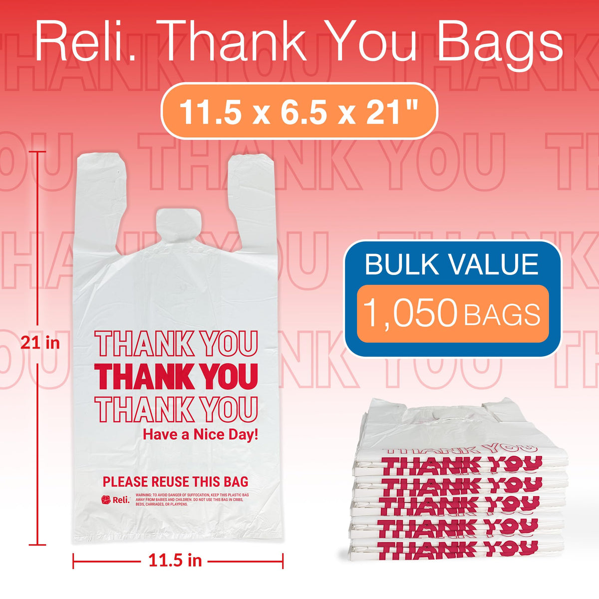 Plastic Bags Thank You (1050 Count)