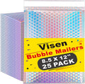 25 Pcs Holographic Bubble Mailers,Metallic Bubble Mailers,8.5 x 12 In