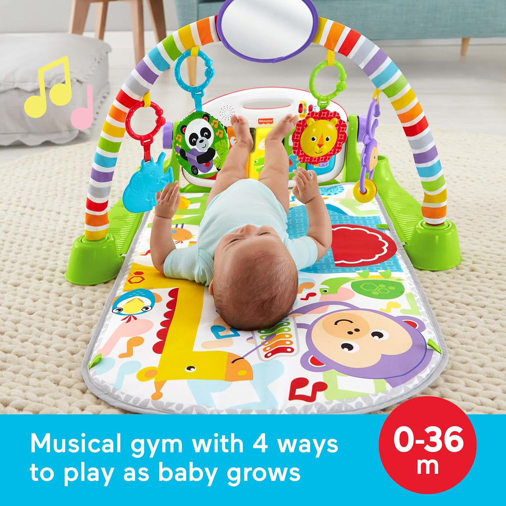 Fisher-Price Baby Playmat Deluxe Kick & Play Piano Gym for Learning & 2 Maracas Soft Rattles for Newborn to Toddler