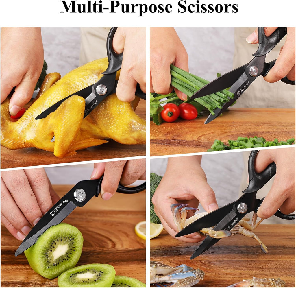 Kitchen Scissors All Purpose Heavy Duty Scissors Titanium Coated, Kitchen Shears for Food, Micro Serrated with