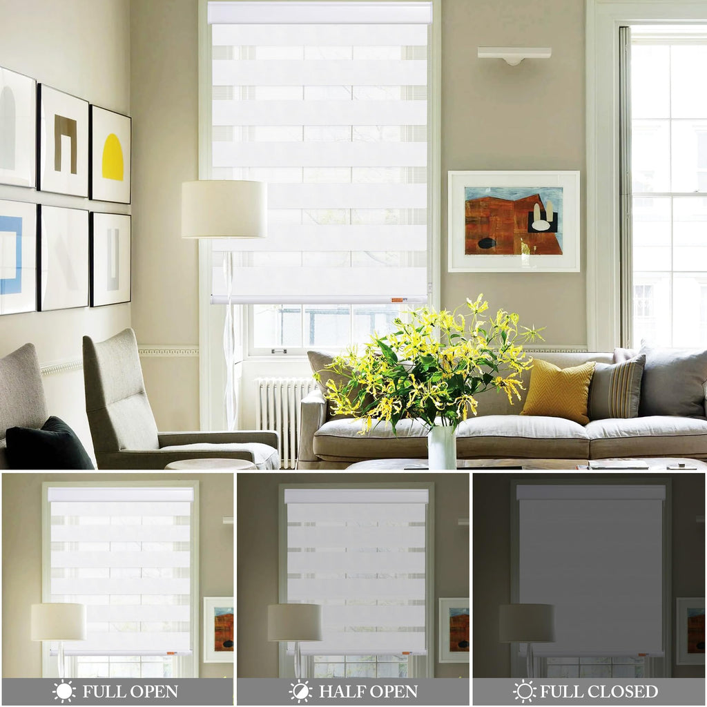 Zebra Blinds for Windows, White, 35 in (W) x 64 in (H)
