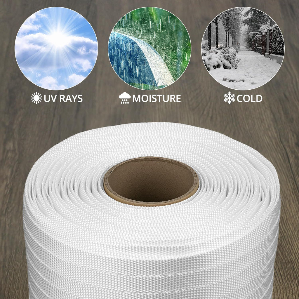 1/2" x 1000' Woven Cord Strapping Roll, Heavy Duty Polyethylene Braided Rope Strap Roll, 1800 lbs Strong Break