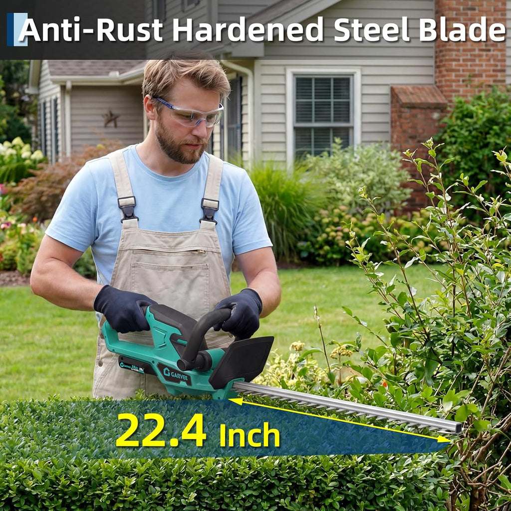 22.4" Brushless Cordless Hedge Trimmer, 3000 SPM Dual Action Blade, Grass Shears with 2 x 2.0Ah Rechargeable