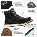 Waterproof Steel Toe Boots For Men Safety Work Shoes,Black Size 11