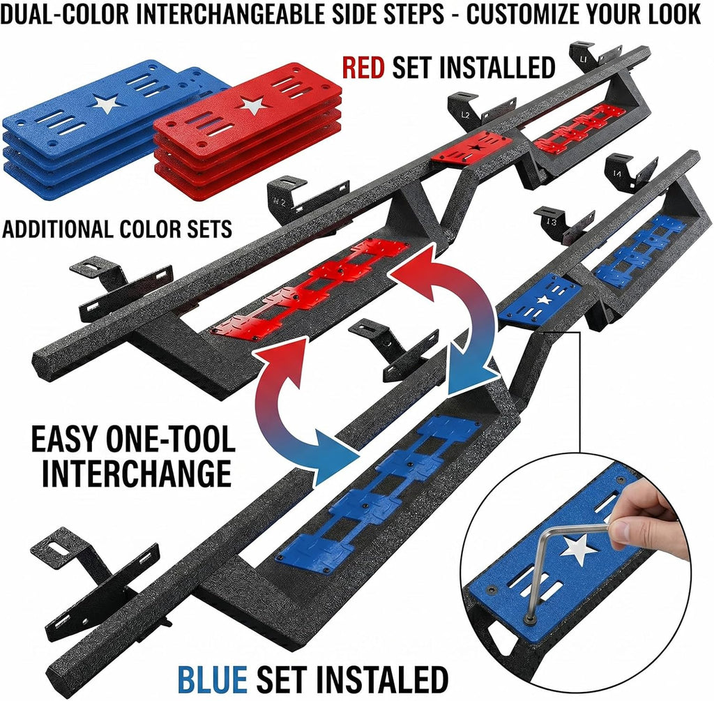 Running Boards Side Steps Compatible with 2020-2026 Jeep Gladiator JT 4-Door, Japan Nagoya Electrophoretic Coating and Textured Black Powder Finish, Rust Resistant,Easy Installation