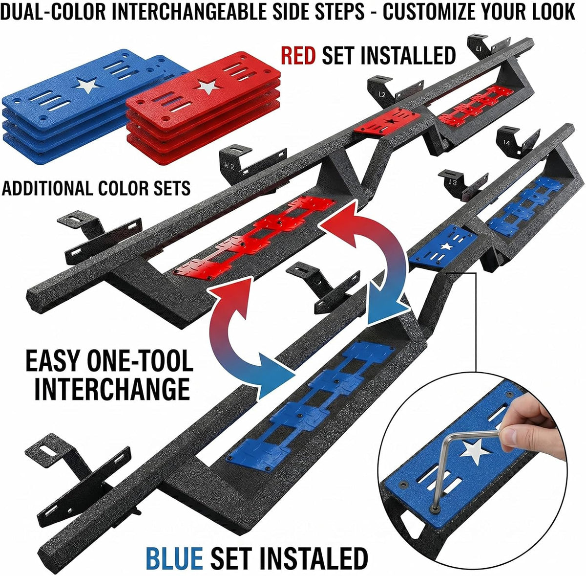 Running Boards Side Steps Compatible with 2020-2026 Jeep Gladiator JT 4-Door, Japan Nagoya Electrophoretic Coating and Textured Black Powder Finish, Rust Resistant,Easy Installation