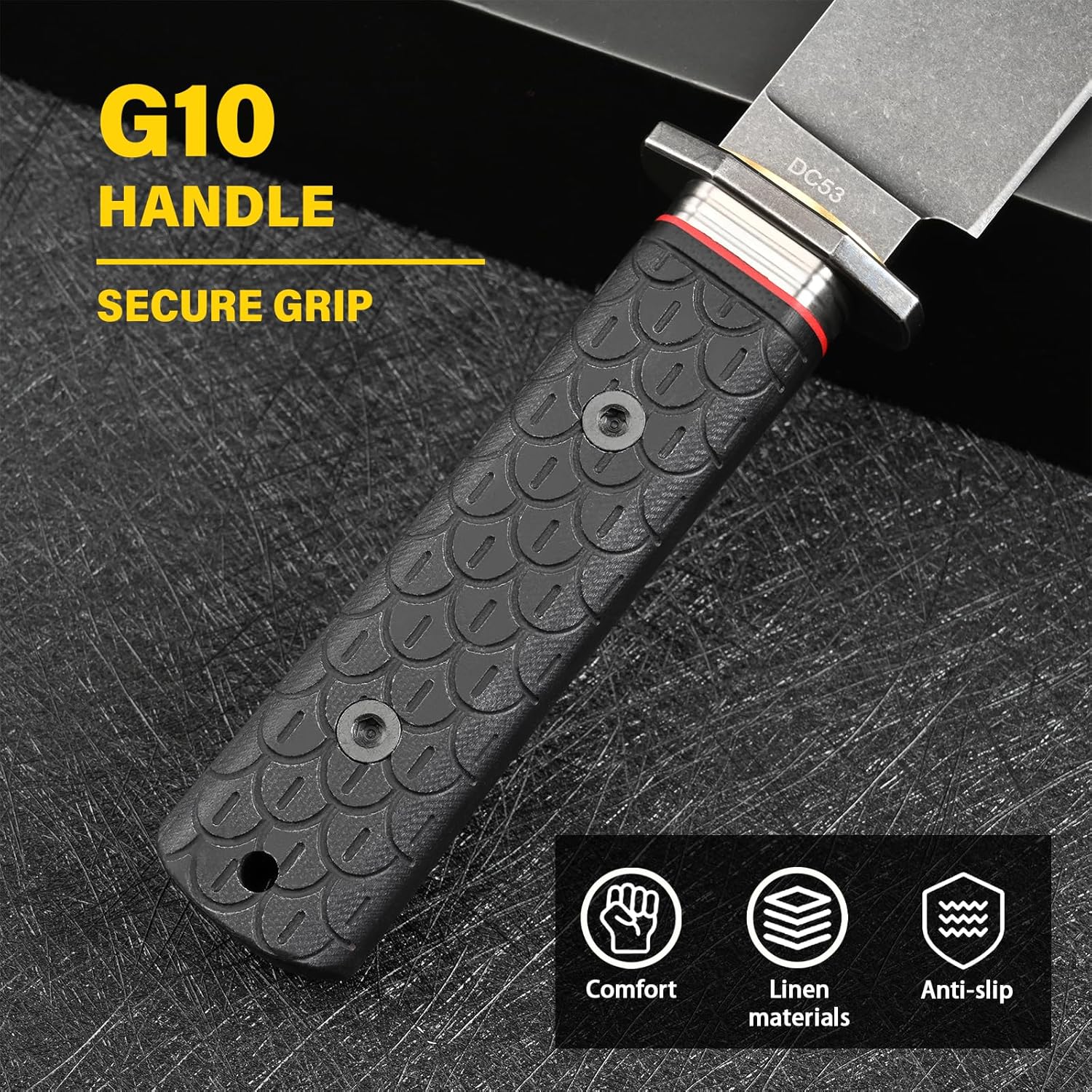 DC53 Steel Fixed Blade Hunting Knife with Sheath - Tactical EDC Knife for Men, Essential for Outdoor Survival Camping