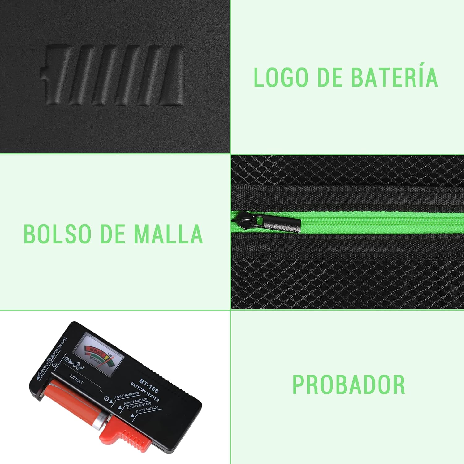 Battery Organizer Storage Case with Tester,88 Slot for AAA AA Button Cells | Mesh Pocket, Carrying Handle, Fireproof