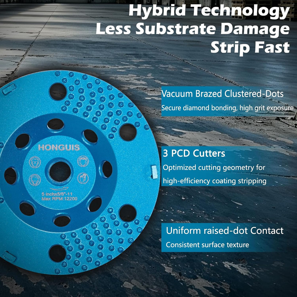 5" PCD Vacuum Brazed Cluster‑Dot Diamond Cup Wheel for Concrete