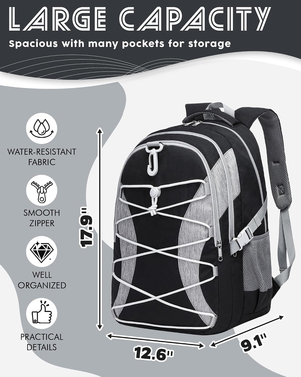 Middle High School Backpack for Boys Girls Large Bookbag with Laptop Compartment Back to School Book Bags for Teens