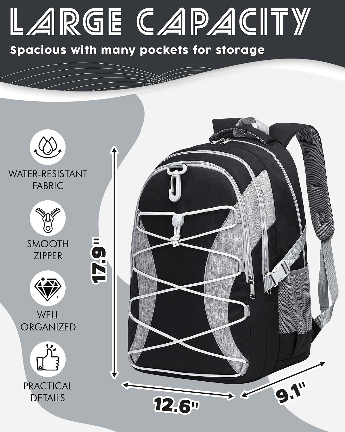 Middle High School Backpack for Boys Girls Large Bookbag with Laptop Compartment Back to School Book Bags for Teens