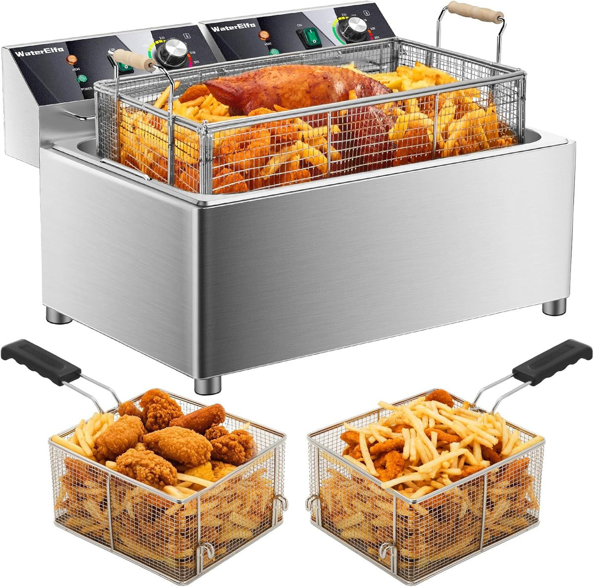 electric turkey fryer Commercial deep fryer with basket 3600W27.4QT with timer26L deepen deep fryer Variable twin