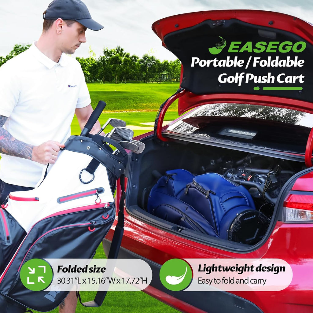Golf Push Cart 3 Wheel : 360° Swivel Front Wheels Golf Walking Carts