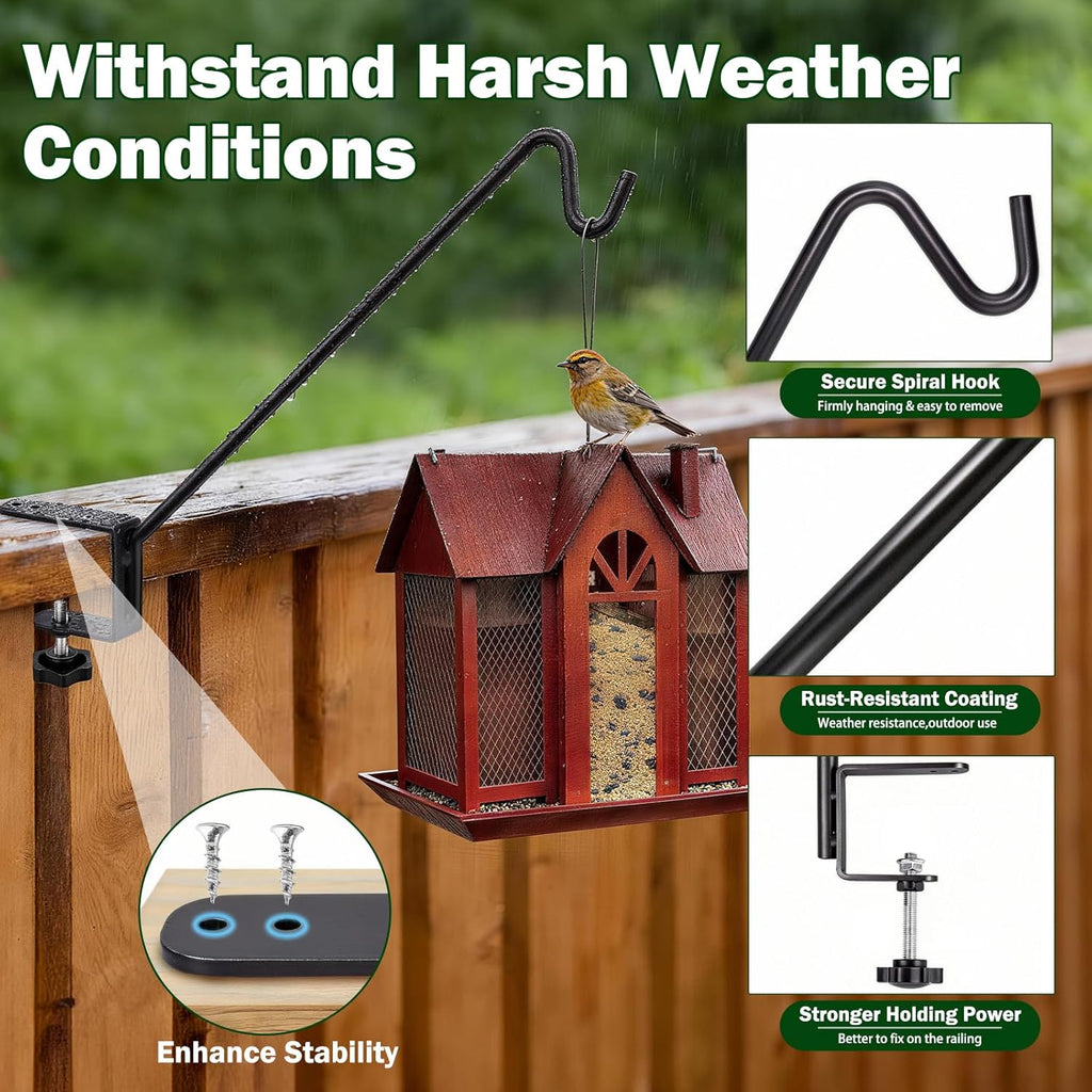 11 Inch Deck Railing Plant Hanger 2 PCS, Deck Hooks for Railing