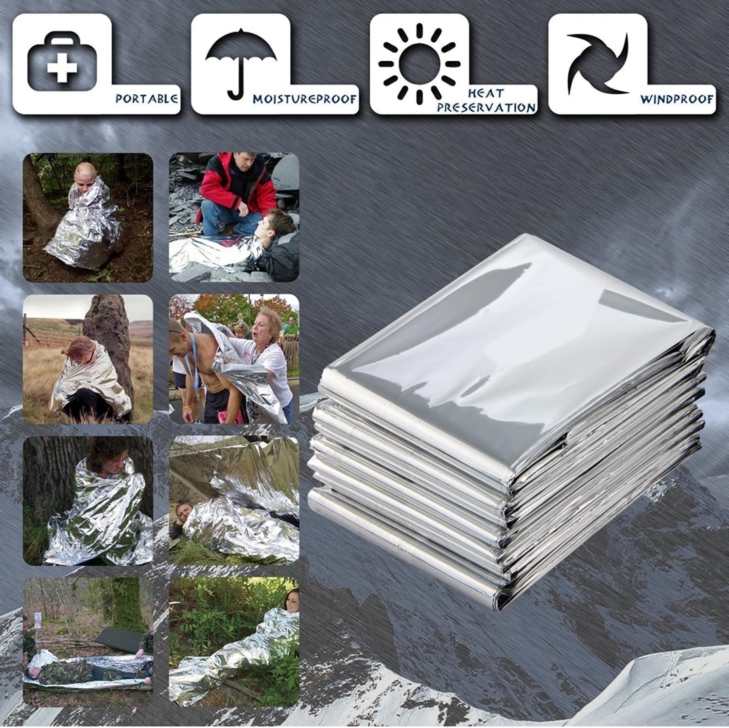 Emergency Foil Thermal Blanket shelter Survival Reflective Blankets | (Pack of 25) 210 x 160 cm (82" x 63") Perfect