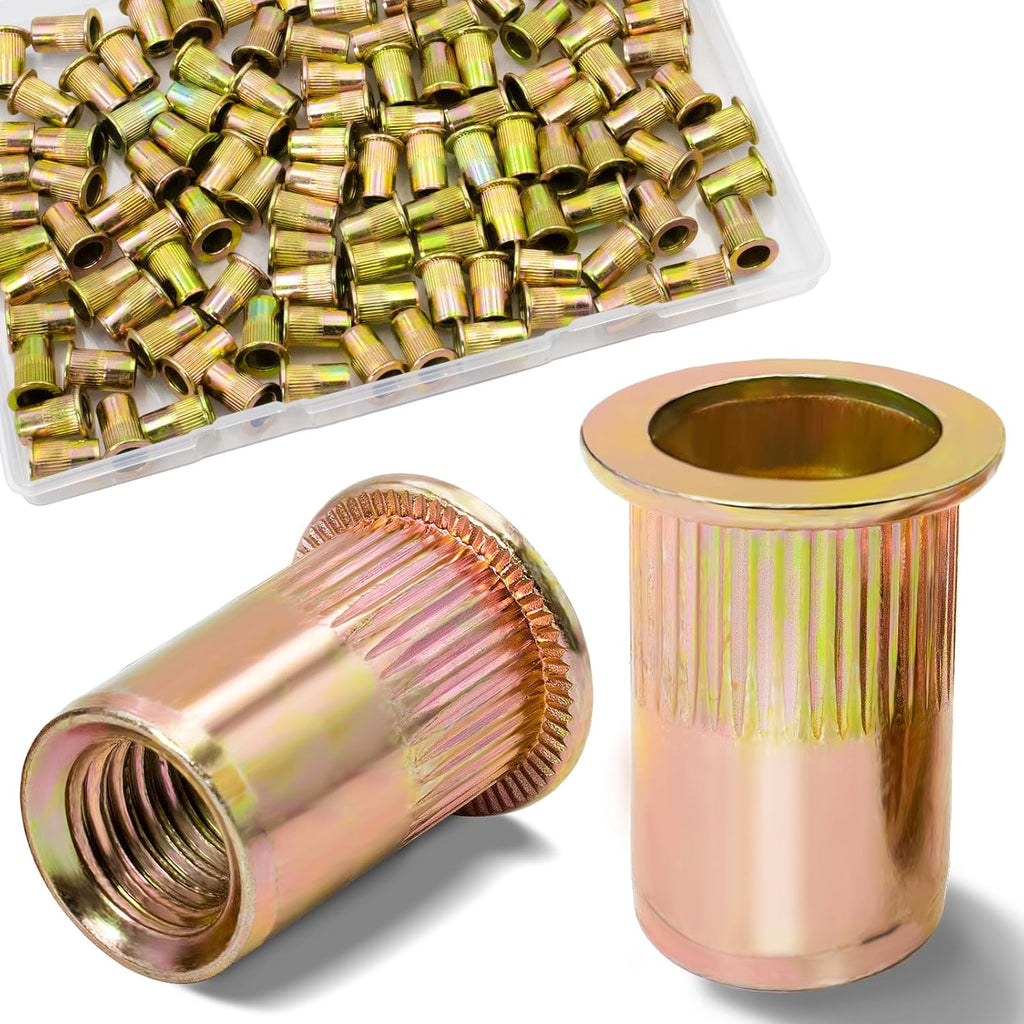 M6-1.0 Rivet Nut, 115Pcs Zinc Plated Threaded Inserts Rivnuts