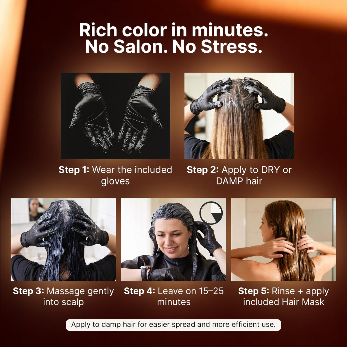 Light Brown Hair Dye Shampoo for Gray Hair Coverage 500ml