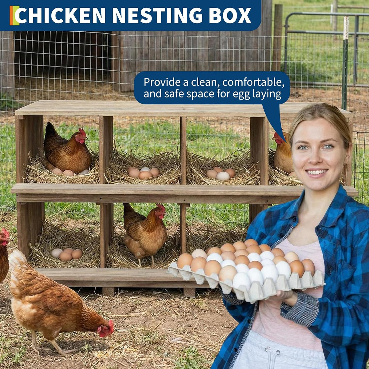Nesting Boxes for Chickens, 8 Compartments Chicken Nesting Boxes