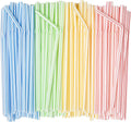 [400 Pack] 7.75"High Flexible Plastic Straws, Disposable Drinking Straws - Striped Assorted Colors