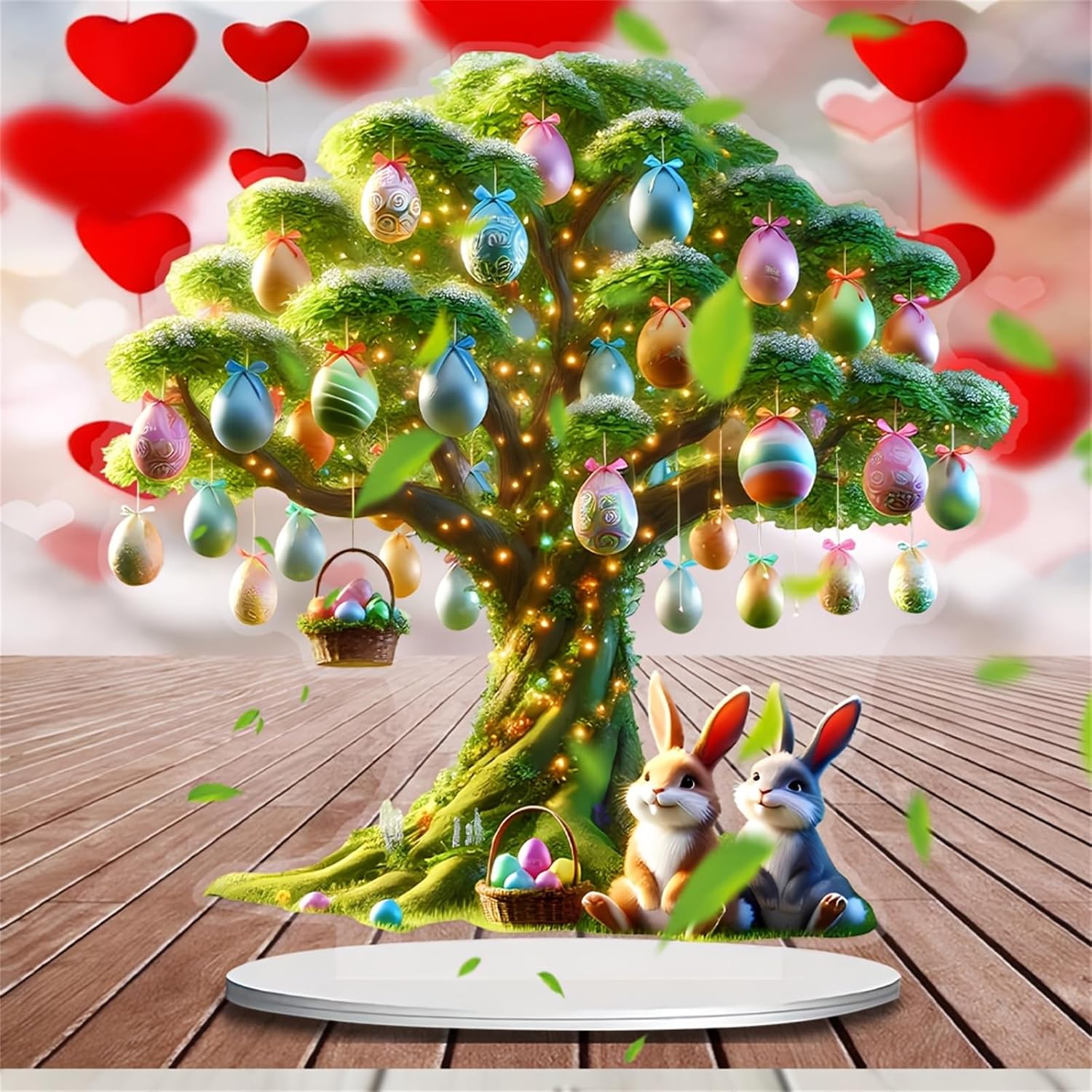 Easter Decorations Easter Tree-Basket Bunny-Egg Decor Figurines Table Ornaments 2D Acrylic Spring Easter Decoration