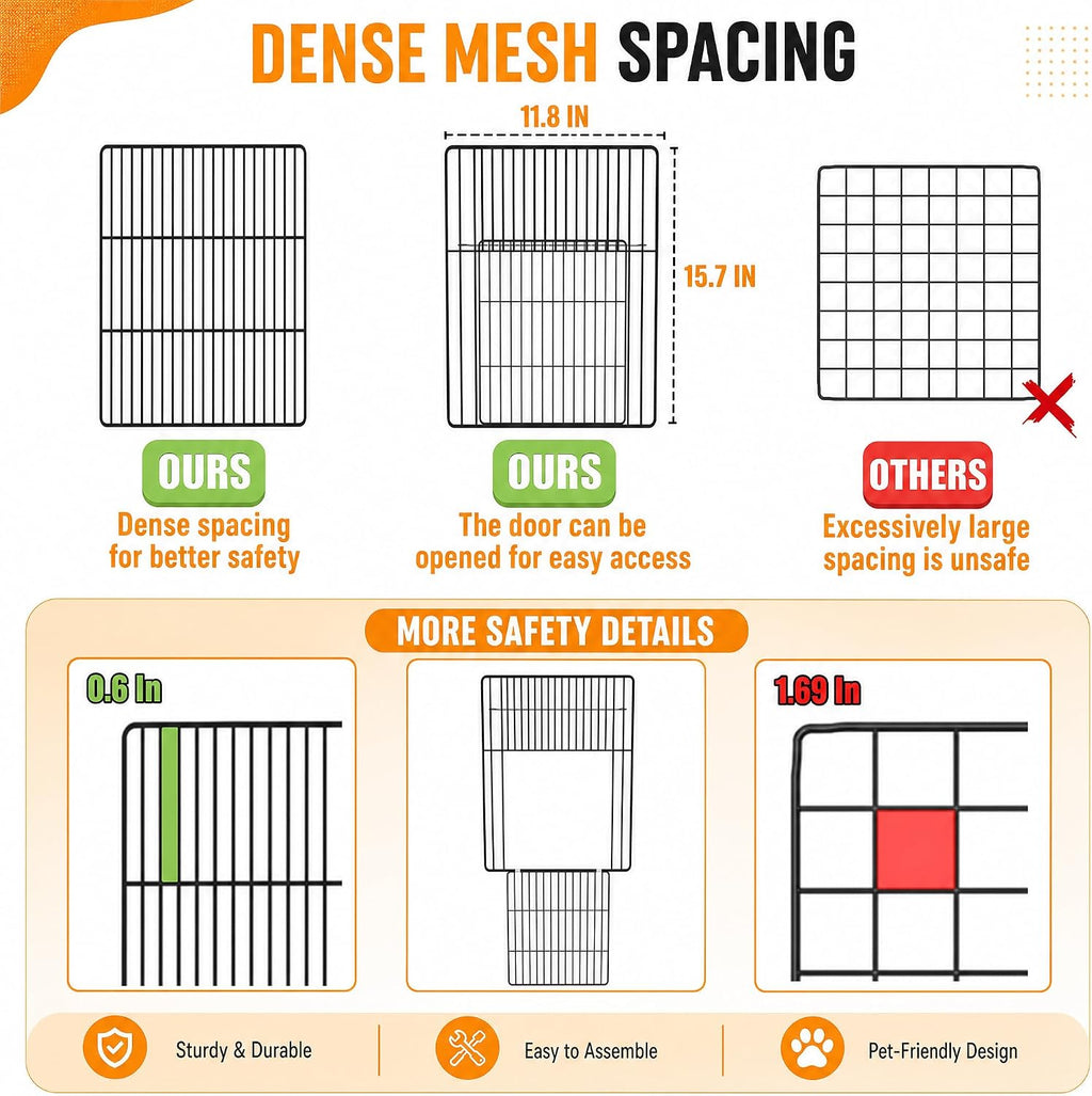 20 Planes Guinea Pig Cages Enclosed Hamster Cage with Door & Waterproof Liner, Expandable Cage for Guinea Pigs, Metal