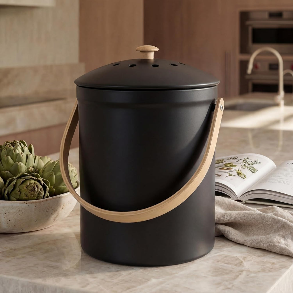 Beautiful Kitchen Compost Bin with Smell Proof Lid - Rust Proof and Odorless Compost Bucket for Your Countertop with