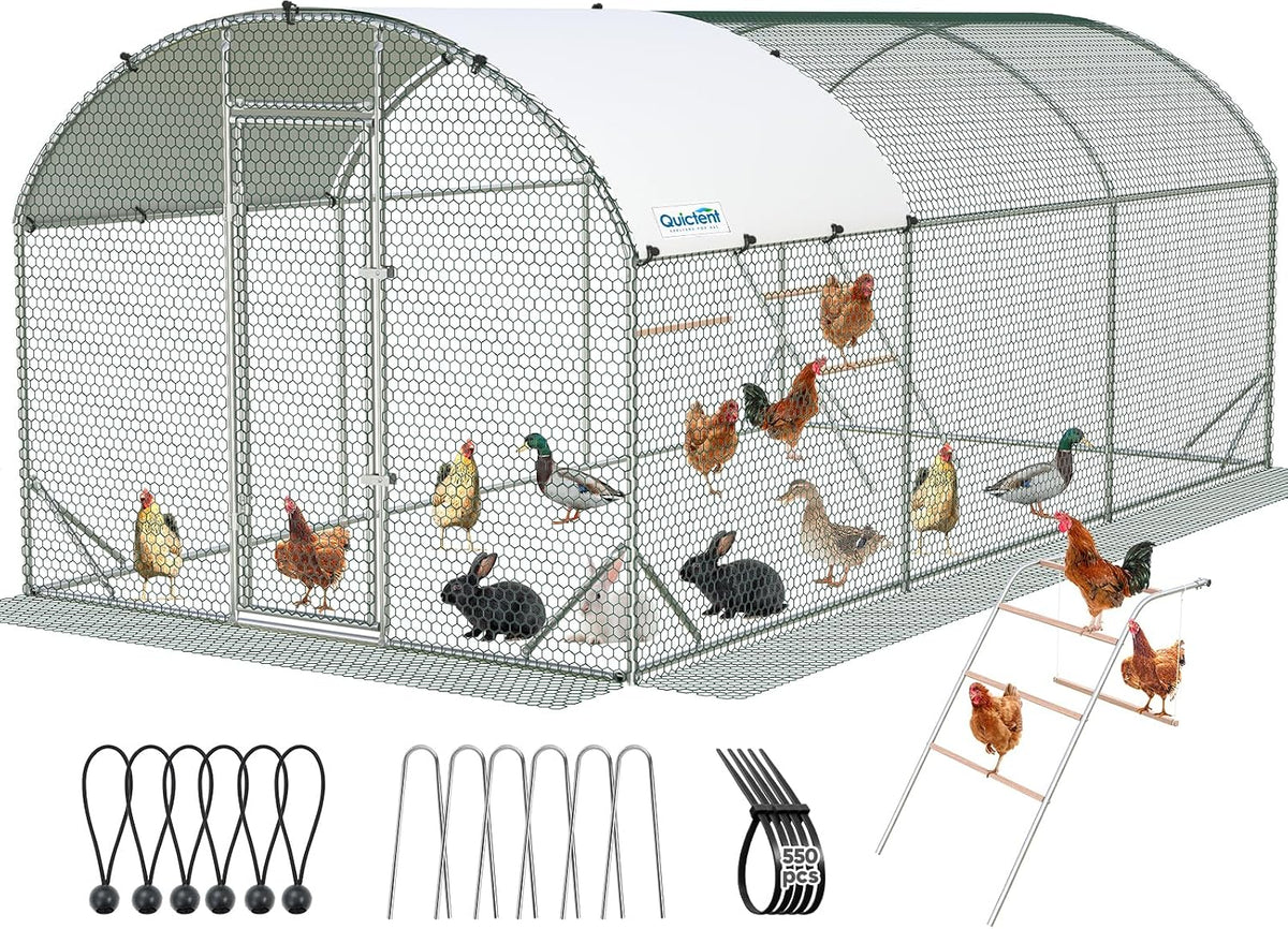 Essential Series 18x9ft Metal Chicken Coop Run w/Climbing Ladder