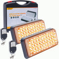 Amber Magnetic Flashing Strobe Light/w Controller, Battery Operated Rechargeable LED Safety Beacon Lights, Mini