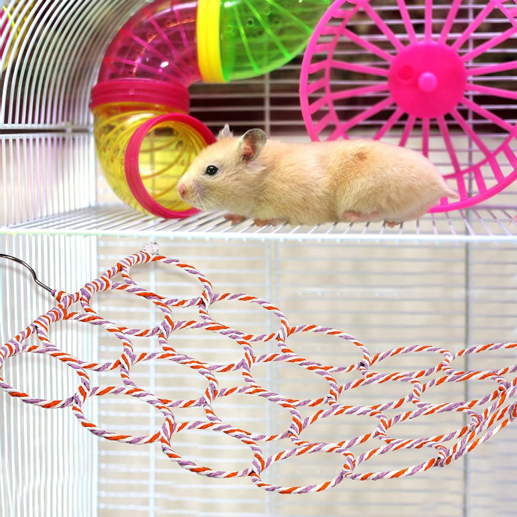 4 Pack Parrot Bird Swing Hanging Toys, Rat Climbing Ladder Rope Perch, Net Toy for Cage, Mouse, Mice, Parakeets