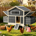 Large Chicken Coop with Wheels, Waterproof Outdoor Hen House for 6-8 Chickens, Movable Chicken House with Nesting