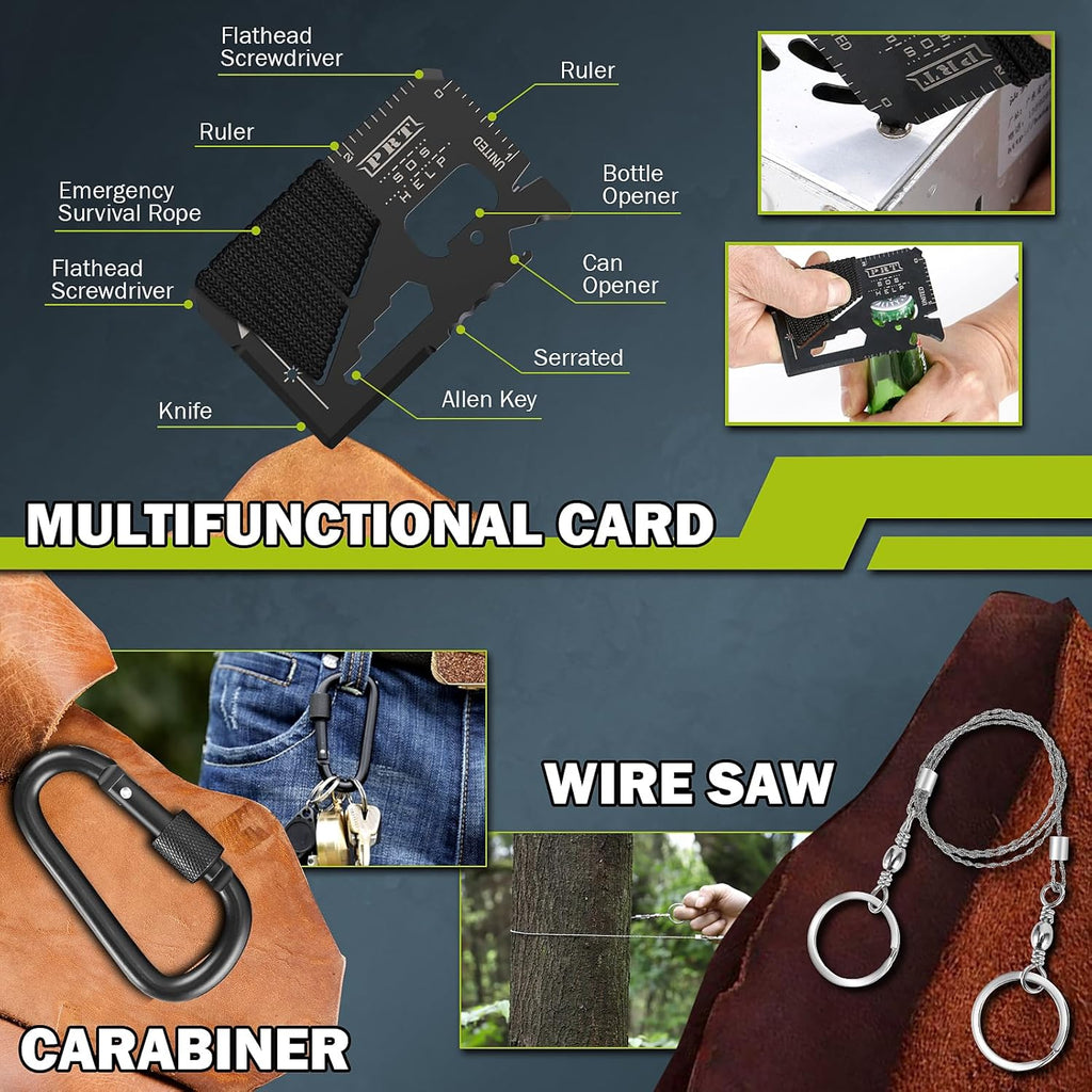 Survival Kit 17 in 1, Survival Gear and Supplies for Adult Teen Men, Survival Case, 2025 Xmas Holiday Surprise Gift